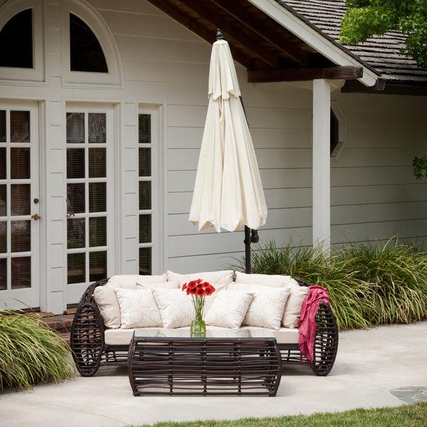Gdf Studio Tahiti Outdoor Beige Cantilever Patio Umbrella & Base