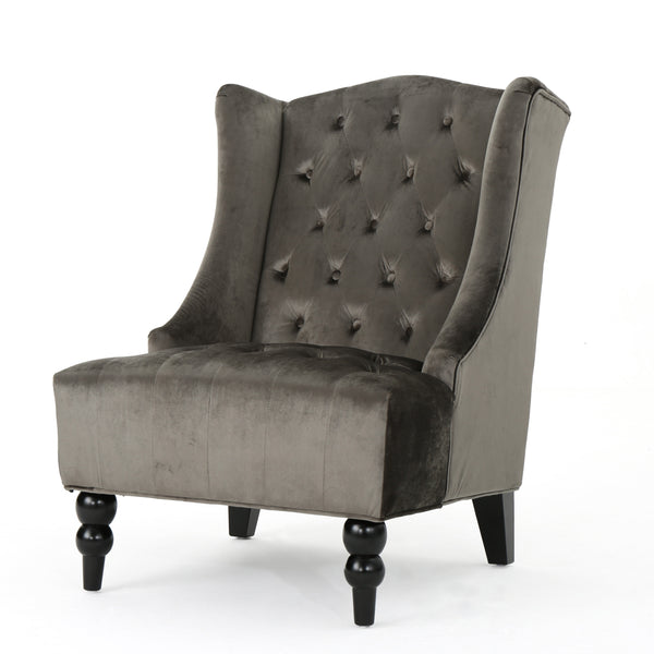 Gdf Studio Talisa Winged High-Back Tufted New Velvet Club Chair