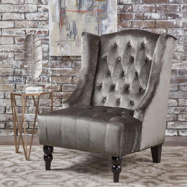 Gdf Studio Talisa Winged High-Back Tufted New Velvet Club Chair