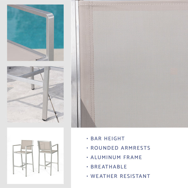 Gdf Studio Tammy Coral Outdoor Mesh 29.50 Inch Barstools With Rust-Proof Aluminum Frame