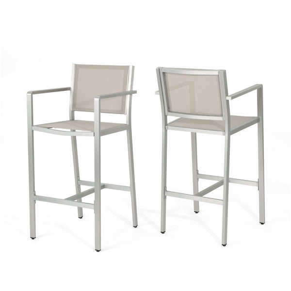 gdf studio Tammy Coral Outdoor Mesh 29.50 Inch Barstools with Rust-Proof Aluminum Frame
