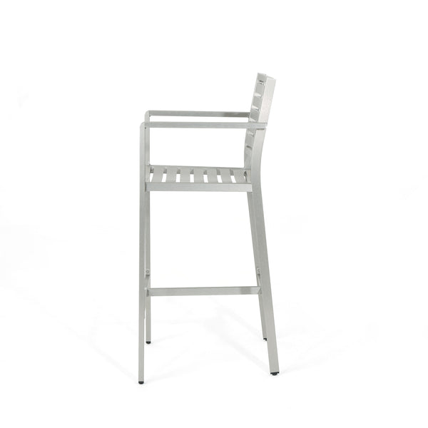 Gdf Studio Tammy Coral Outdoor Silver Rust-Proof Aluminum 29.50 Inch Barstools