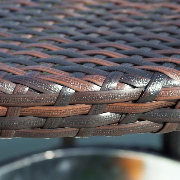 Gdf Studio Tampa Bay Outdoor Circular Multi-Brown Wicker Dining Table With Ice Bucket