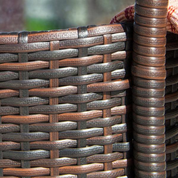 Gdf Studio Tampa Bay Outdoor Circular Multi-Brown Wicker Dining Table With Ice Bucket