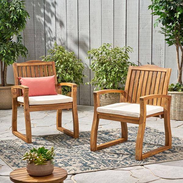 Gdf Studio Tampa Teak Finish Acacia Wood Outdoors Dining Chairs (Set Of 2)