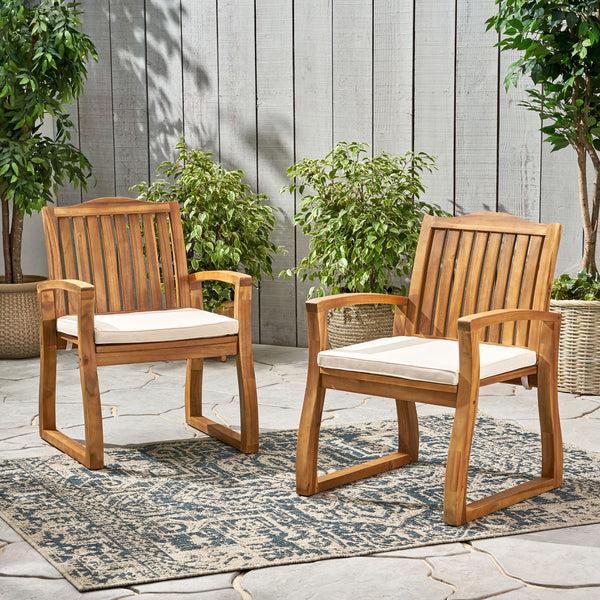 Gdf Studio Tampa Teak Finish Acacia Wood Outdoors Dining Chairs (Set Of 2)