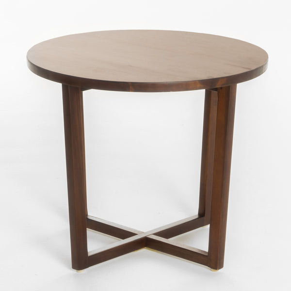 gdf studio Tanzania Rustic Round Mahogany Acacia Wood End Table with Criss Cross Legs
