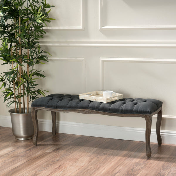 Gdf Studio Tassette Traditional Button Tufted Fabric Bench