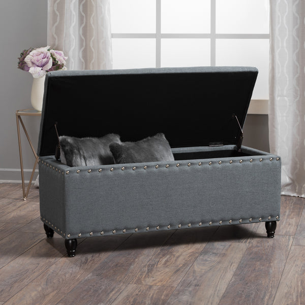 Gdf Studio Tatiana Contemporary Fabric Storage Ottoman With Nailhead Trim