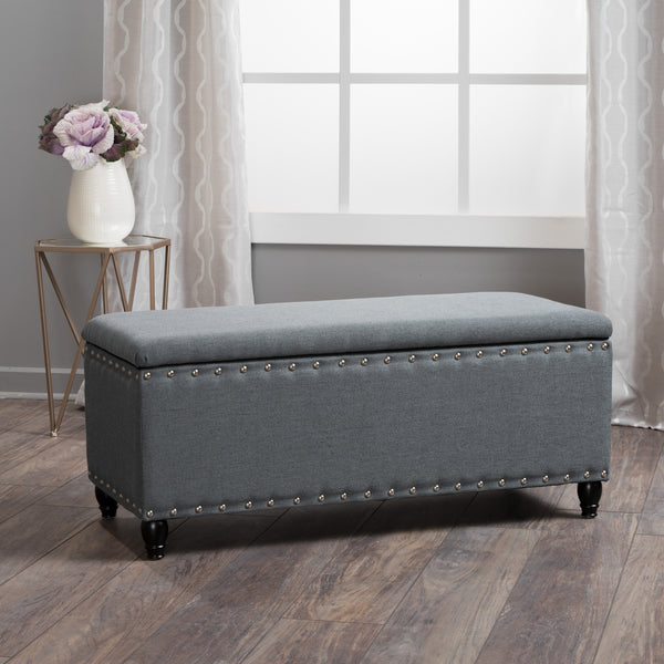 Gdf Studio Tatiana Contemporary Fabric Storage Ottoman With Nailhead Trim