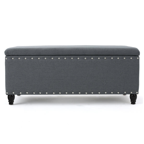 gdf studio Tatiana Contemporary Fabric Storage Ottoman with Nailhead Trim