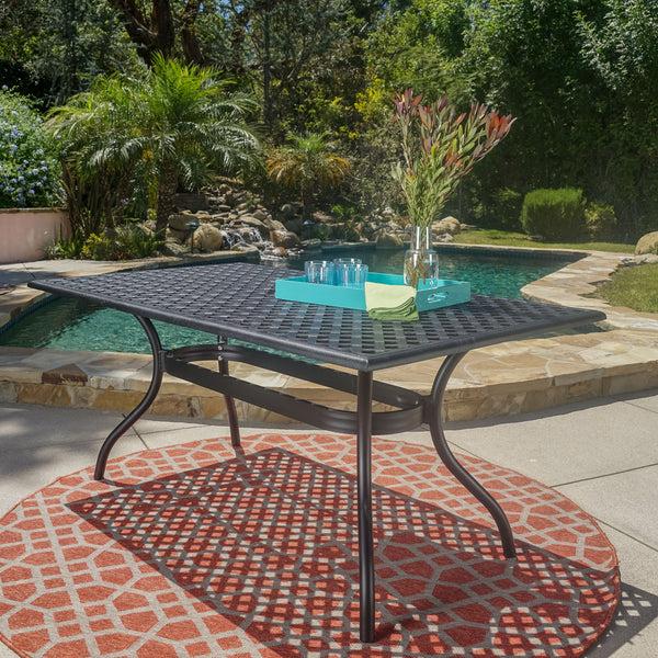 Gdf Studio Taylor Black Sand Cast Aluminum Rectangle Table
