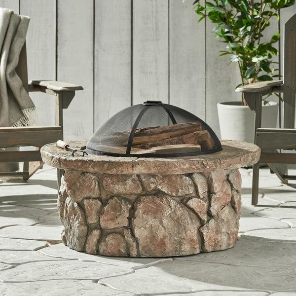 Gdf Studio Taylor Outdoor Lightweight Concrete Wood Burning Fire Pit
