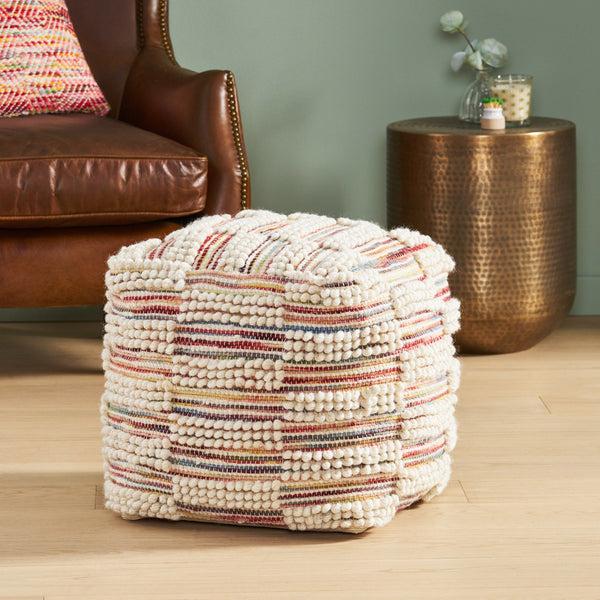 gdf studio Taz Contemporary Handcrafted Fabric Cube Pouf