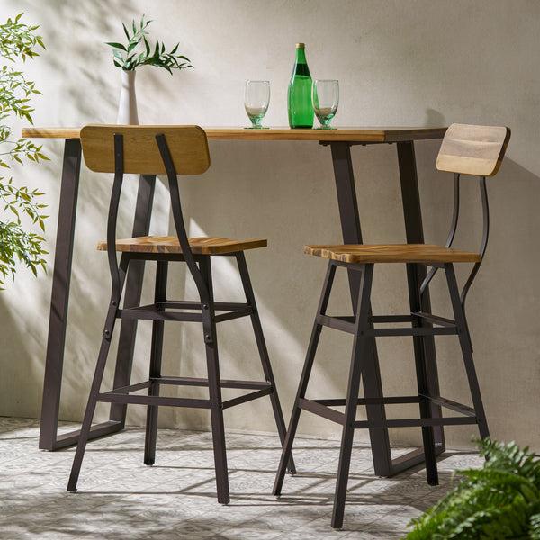 Gdf Studio Tekel 28-Inch Full Natural Stained Laminated Acacia Bar Set