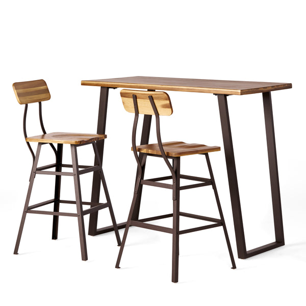 gdf studio Tekel 28-Inch Full Natural Stained Laminated Acacia Bar Set