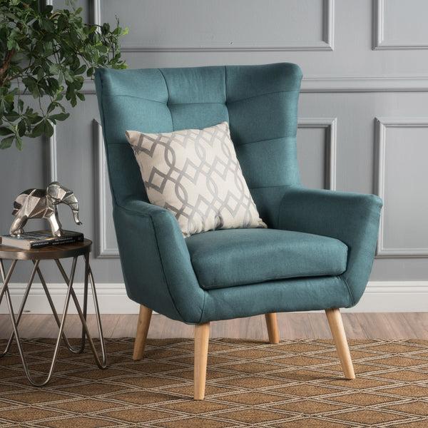 Gdf Studio Temescal Mid Century Modern Dark Teal Fabric Accent Chair