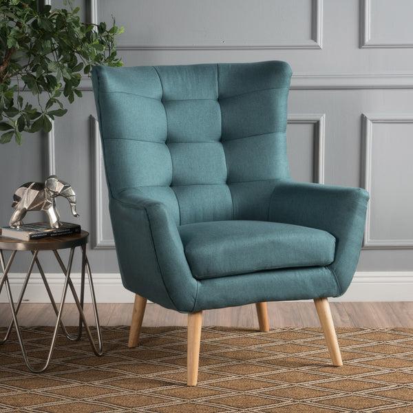 Gdf Studio Temescal Mid Century Modern Dark Teal Fabric Accent Chair
