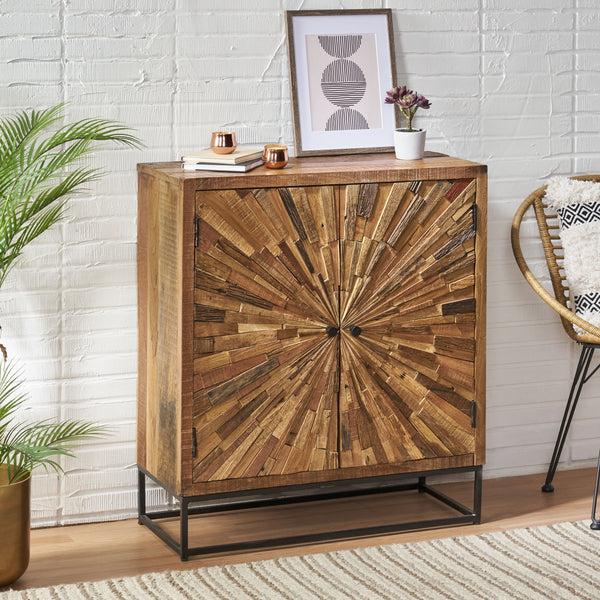 Gdf Studio Temur Handcrafted Boho Wooden 2 Door Cabinet