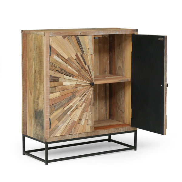 Gdf Studio Temur Handcrafted Boho Wooden 2 Door Cabinet