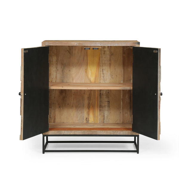 Gdf Studio Temur Handcrafted Boho Wooden 2 Door Cabinet