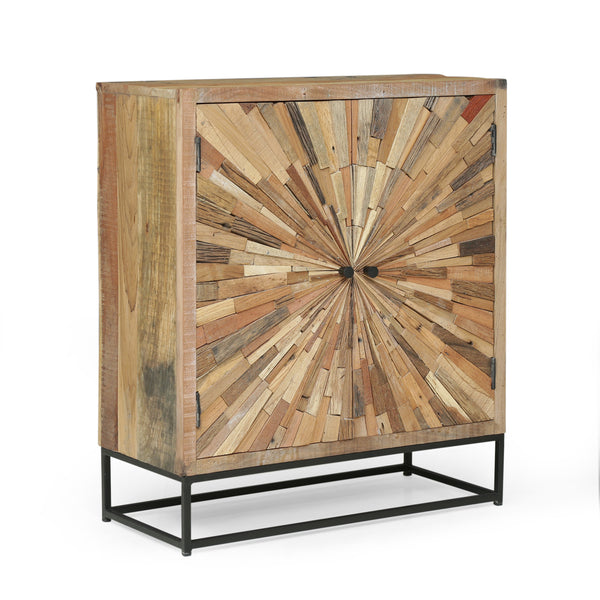 gdf studio Temur Handcrafted Boho Wooden 2 Door Cabinet