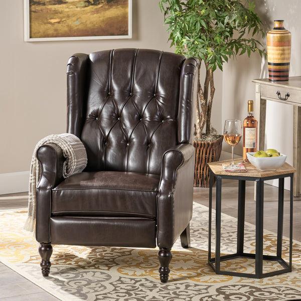 Gdf Studio Temzyl Contemporary Brown Leather Recliner Chair