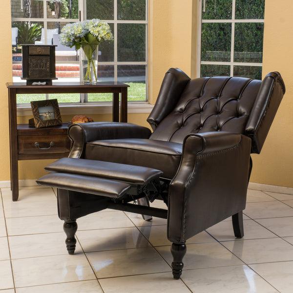 Gdf Studio Temzyl Contemporary Brown Leather Recliner Chair