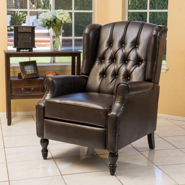 Gdf Studio Temzyl Contemporary Brown Leather Recliner Chair