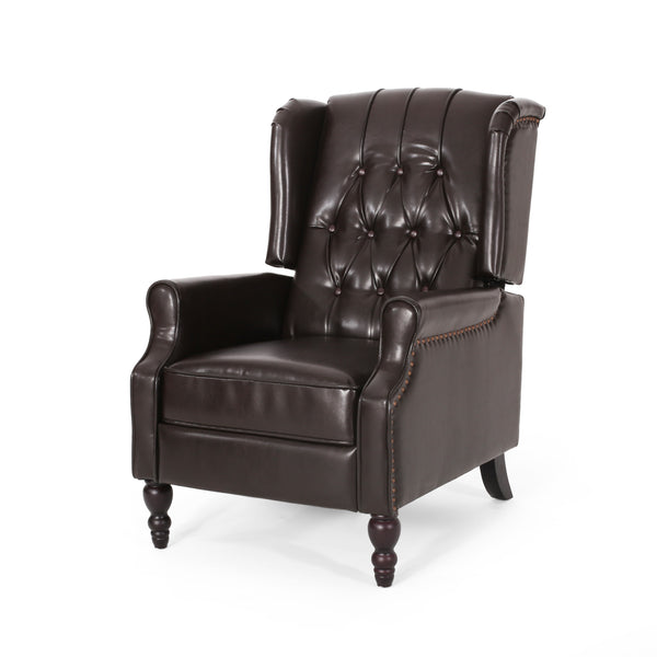 gdf studio Temzyl Contemporary Brown Leather Recliner Chair