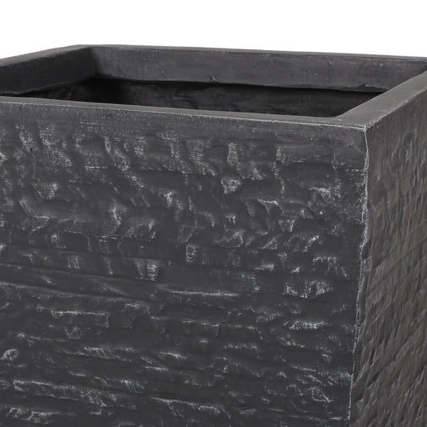 Gdf Studio Tengren Outdoor Medium And Small Cast Stone Planters Set Of 2 Gray
