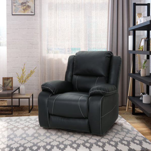 Gdf Studio Teresa Classic Tufted Leather Swivel Recliner