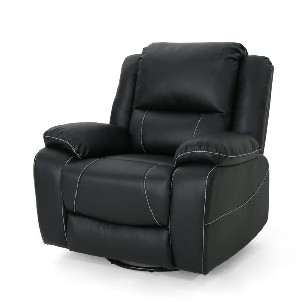 gdf studio Teresa Classic Tufted Leather Swivel Recliner