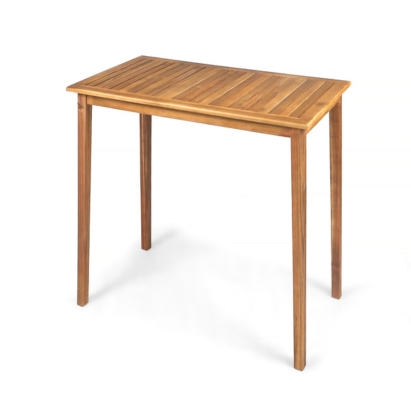 Gdf Studio Teresa Outdoor Minimalist Acacia Wood Rectangle Bar Table