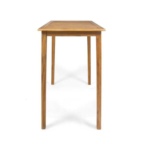 Gdf Studio Teresa Outdoor Minimalist Acacia Wood Rectangle Bar Table