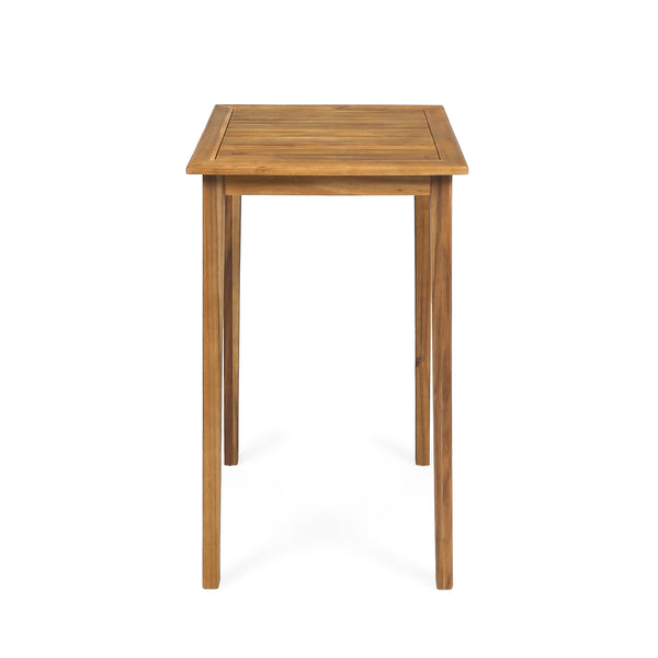 Gdf Studio Teresa Outdoor Minimalist Acacia Wood Square Bar Table