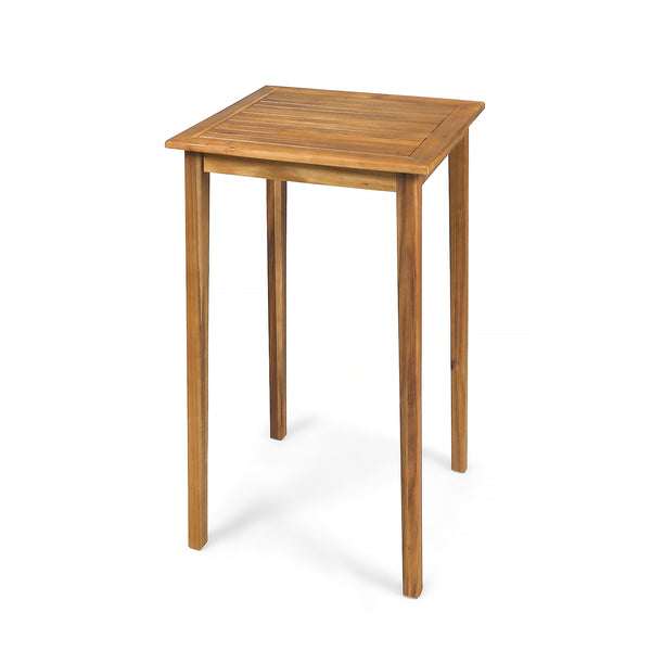 Gdf Studio Teresa Outdoor Minimalist Acacia Wood Square Bar Table