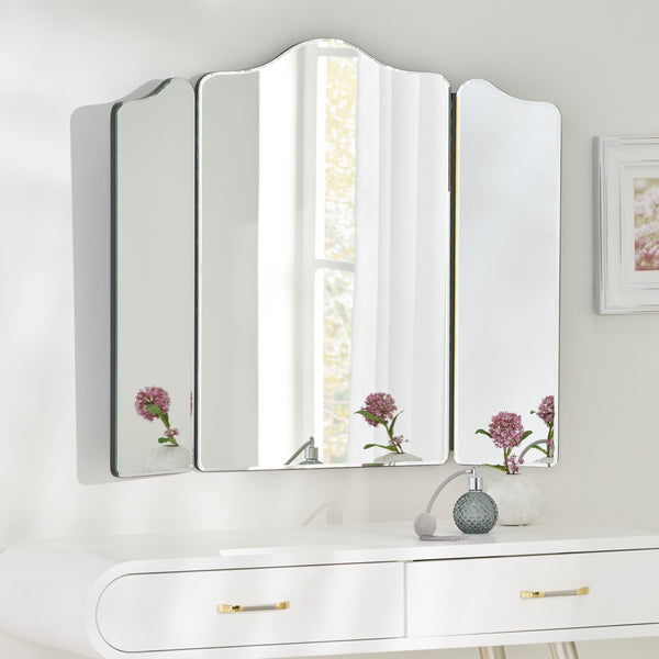 Gdf Studio Terry Modern Glam Foldable 3-Panel Vanity Mirror