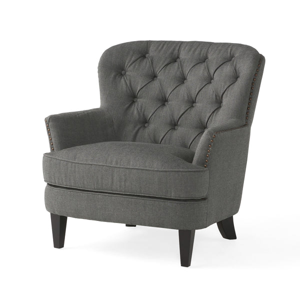 Gdf Studio Teton Button Tufted Upholstered Club Chair With Footstool