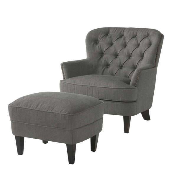 gdf studio Teton Button Tufted Upholstered Club Chair With Footstool