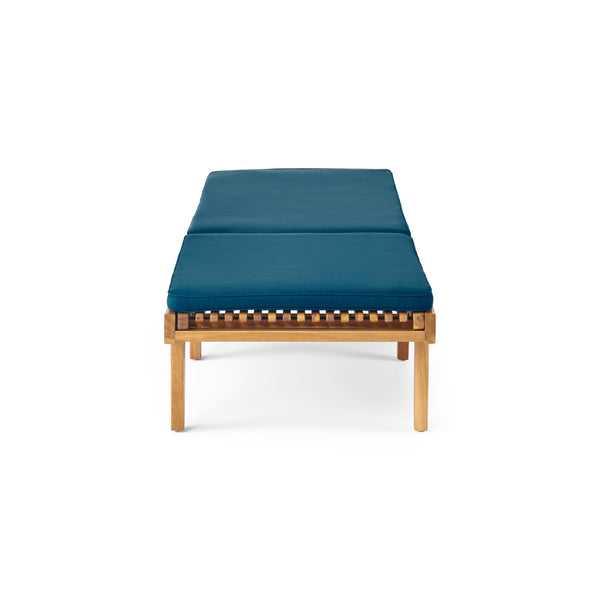 Gdf Studio Tevion Outdoor Acacia Wood Chaise Lounge And Cushion Set