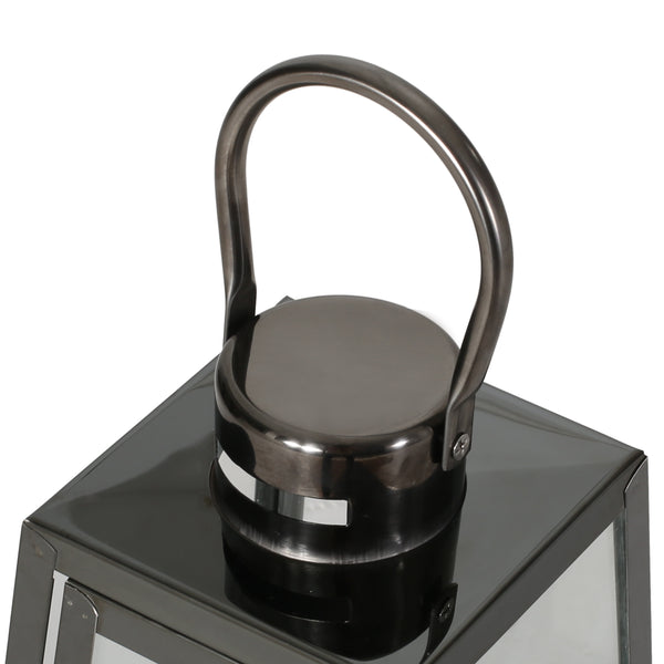 Gdf Studio Thaddeus Modern Stainless Steel Lantern Set Of 2 Black