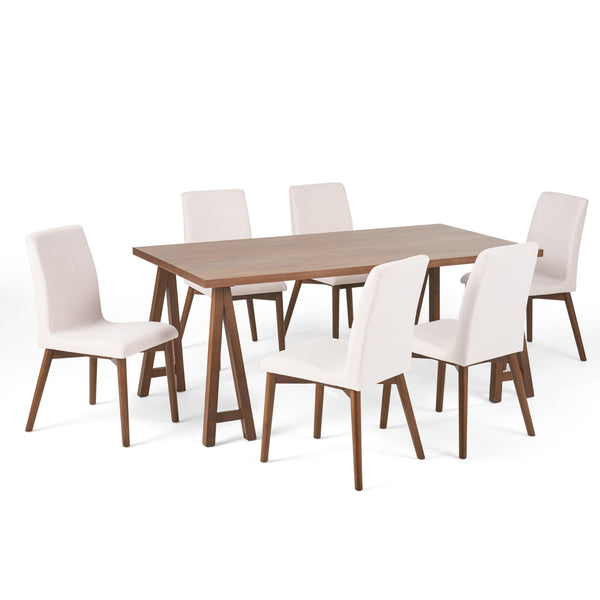 Gdf Studio Thanvi Mid-Century Modern 7 Piece Dining Set