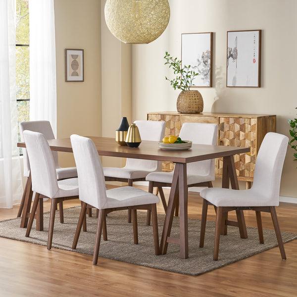 Gdf Studio Thanvi Mid-Century Modern 7 Piece Dining Set