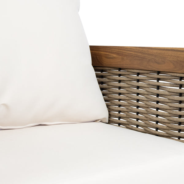 Gdf Studio The Crowne Collection Outdoor Acacia Wood And Wicker Club Chair With Cushions Teak Mixed Brown And Beige