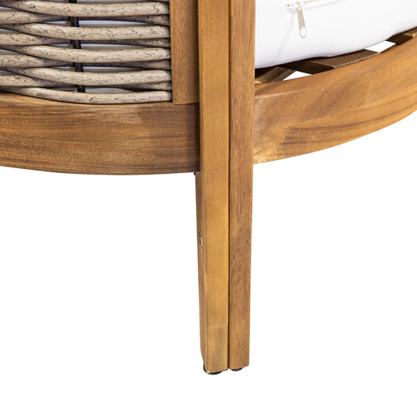 Gdf Studio The Crowne Collection Outdoor Acacia Wood And Wicker Loveseat And Coffee Table Set With Cushions