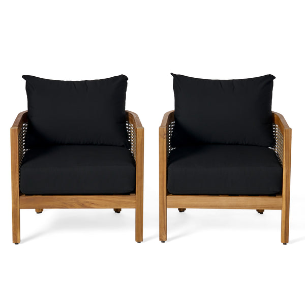 Gdf Studio The Crowne Collection Outdoor Acacia Wood Club Chairs With Optional Sunbrella Cushions Set Of 2