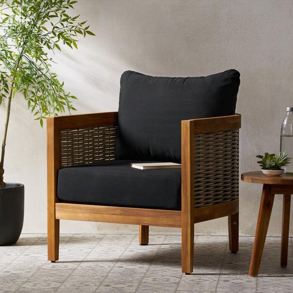 gdf studio The Crowne Collection Outdoor Acacia Wood Club Chair with Optional Sunbrella Cushions