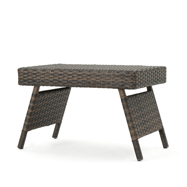Gdf Studio Thelma Outdoor Wicker And Aluminum Folding Side Table