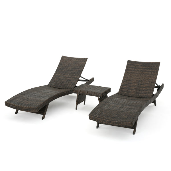 gdf studio Thelma Outdoor Wicker Chaise Lounge w/ Aluminum Frame & Table